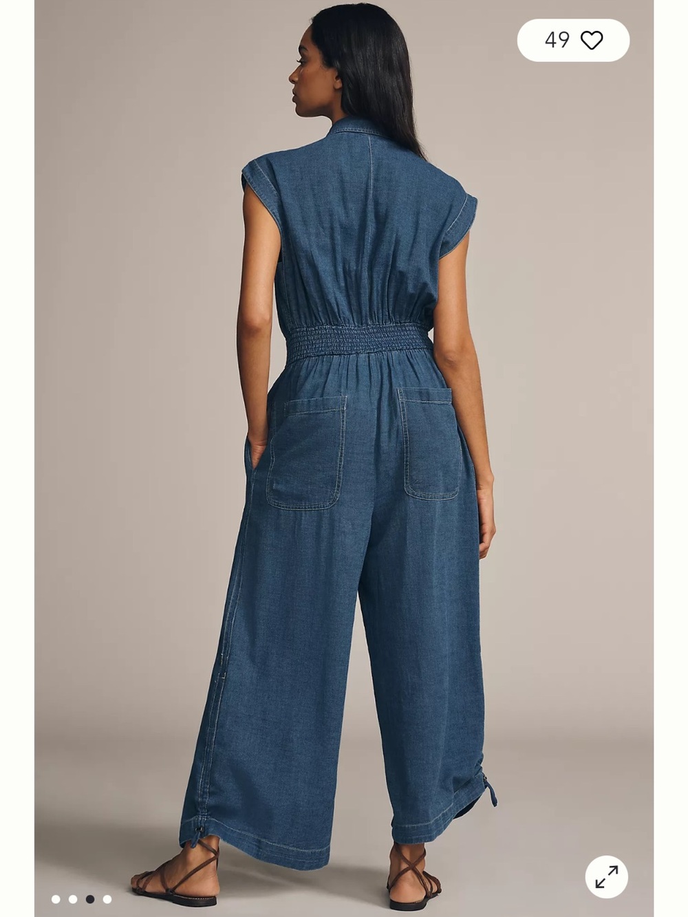 Anthropologie 100% Cotton Wide Leg Jumpsuit - XS in Dark Denim - Picture 2 of 16